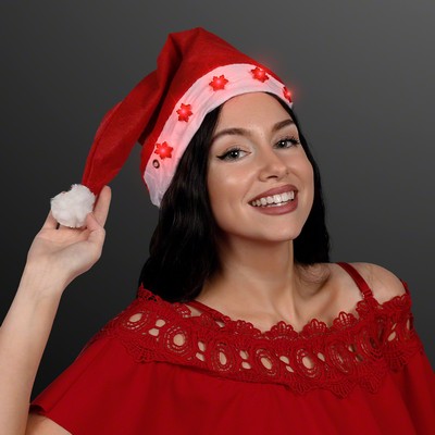Light Up Santa Hat with Snowflakes - BLANK