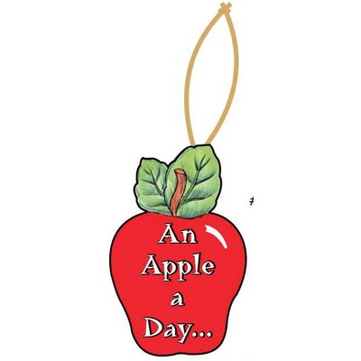 Apple w/ Daily Apple Slogan Ornament w/ Black Back (10 Square Inch)