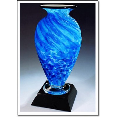 Arctic Pool Mercury Art Glass Vase w/o Marble Base (5"x10")