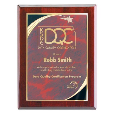 Plaque - 8"X10" Piano Wood Finish Wall Plaque with Red Star Achievement Plate (6"x8")