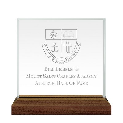 Engraved Square Acrylic w/Walnut Base