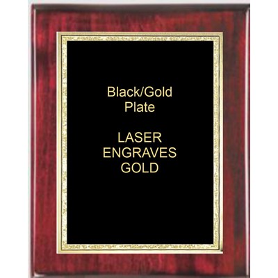 Rosewood 7" x 9" Piano Finish Plaque - 5" x 7" Black/Gold Florentine Plate