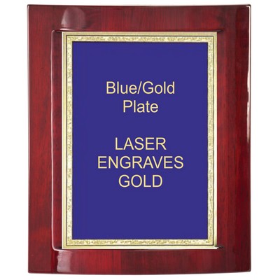 Eclipse Rosewood Piano Finish 9-1/2" x 12" Plaque - W/ 7" x 10" Blue/Gold Florentine Plate