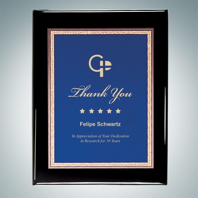 Black Piano Finish Wall Plaque Blue Victory Plate (Large)