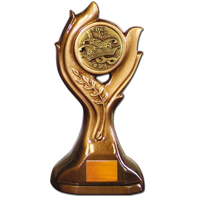 Stock Victory 9" Trophy with 2" Carnival Coin and Engraving Plate