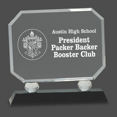 Rectangle Crystal on Black Pedestal Base (6¾")