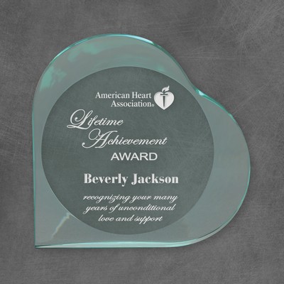 Heart Acrylic Award, Jade, 5"H