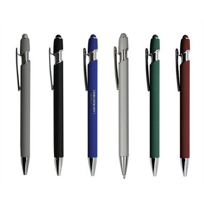 Soft Rubber Finish Metal Ballpoint Stylus Click Pen