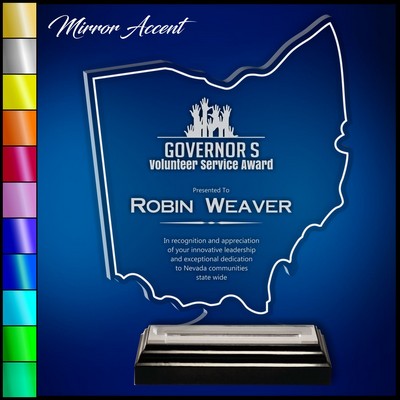 12" Ohio Clear Acrylic Award with Mirror Accent