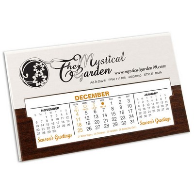 MMA Deskdate® Refillable Desk Calendar, White/Woodgrain
