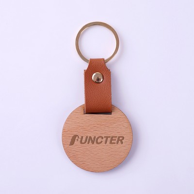 Circle Wooden Keychain