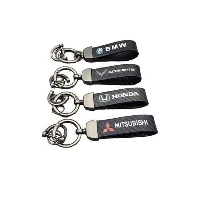 Microfiber Leather Car Key Chain with 360-degree Rotatable Swivel