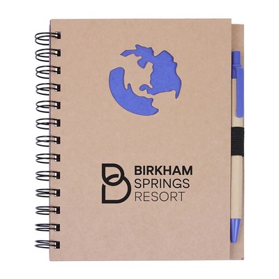 Globe Die Cut Spiral Notebook & Pen 5.875" x 7"