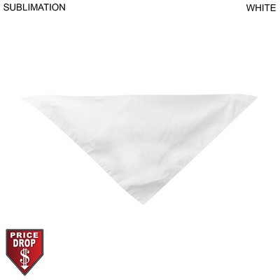 Medium Dog Bandana, (19"x19"x27"), Stitched Edges, White, Blank Only