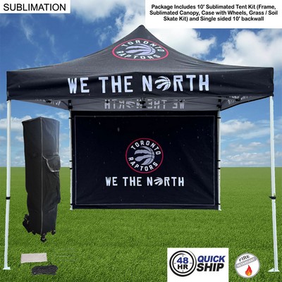 48Hr Quick Ship - Tent Backwall Package, 10' Sublimated Tent Kit and Full Single Sided Backwall