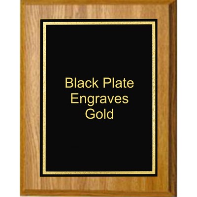 Oak Plaque 8" x 10" - Florentine Frame Designer Plate Black/Gold 6" x 8" Plate