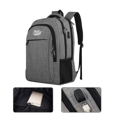 Business Backpack with USB Charging Port and Handle