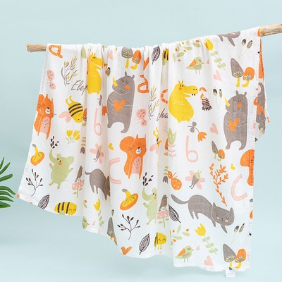 Full Color Imprint Premium Muslin Baby Wrap Swaddle Blanket for Newborns