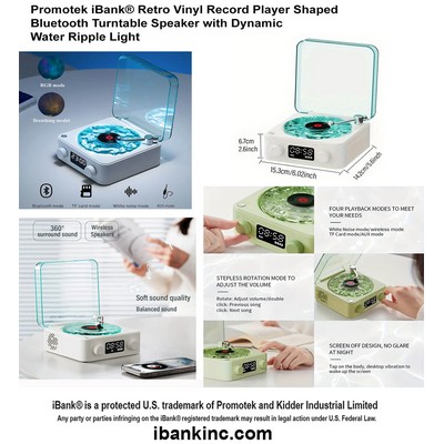 iBank ® Retro Vinyl Record Player Shaped Bluetooth Turntable Speaker