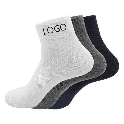 Jacquard Knit Cotton Crew Socks