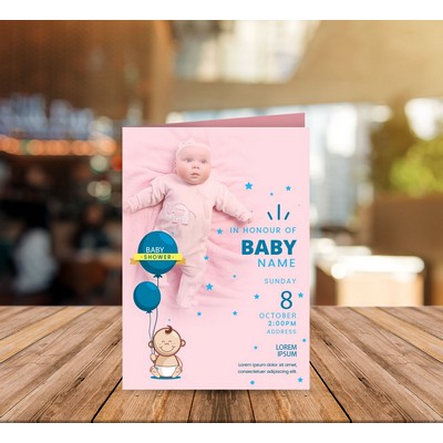 Folded Birth Announcement Cards - 8.5" x 5.5" (Folds to 4.2.5" x 5")