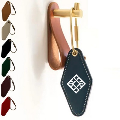 Vintage Rhombus Leather Keychain