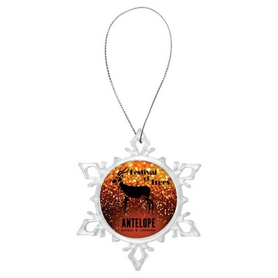 3 5/8" Snowflake Ornament with 2" Insert Holder & Silver String (Insert Not Included)