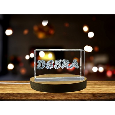 Debra 3D Engraved Crystal Trophy Award w/LED Base Light