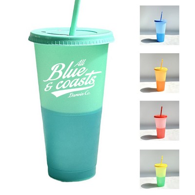 24oz Color Changing Tumbler with Straw and Lid