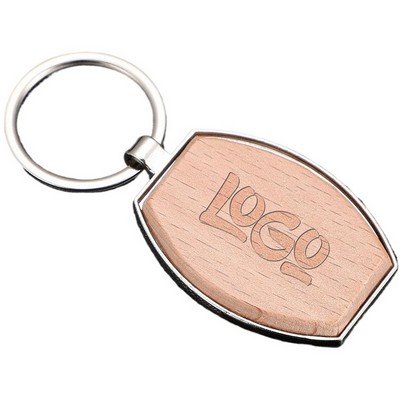Barrel-Shaped Wooden Rounded Corner Keychain