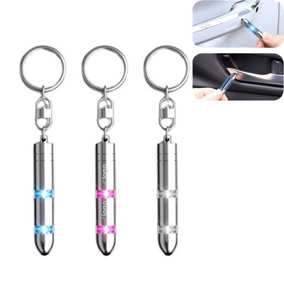 Portable Outdoor Anti Static Metal Keychain With LED Light