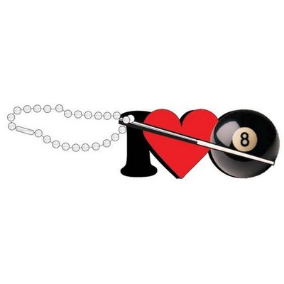 I Love Pool Promotional Key Chain w/ Black Back (3 Square Inch)