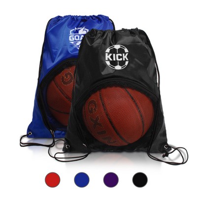 Mesh Sports Ball Cinch Pack with Zippered Pocket
