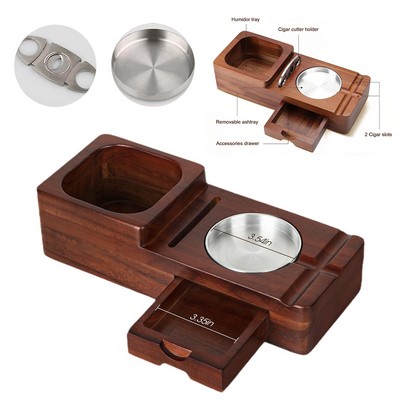 Acacia Wood Cigar Ashtray Set