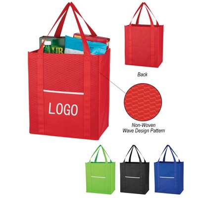 Wave Design Non-Woven Shopper Tote Bag