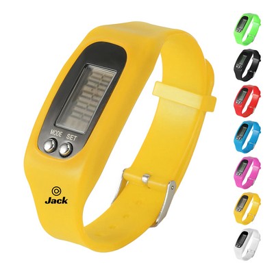 Silicone Wrist Pedometer Fitness Tracker Watch W/ 4 Modes