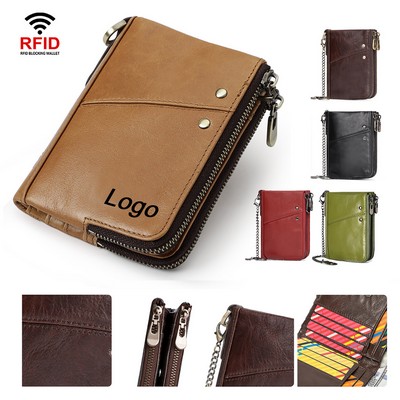Anti-Theft Leather Men's Multi-purpose Zipper Wallet Casual Fashion Coin Purse