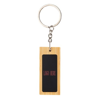 Rectangle Bamboo Keychain