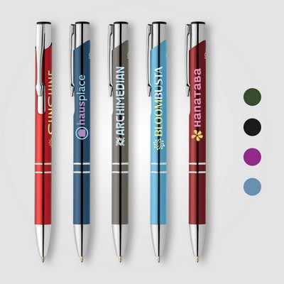 Tres-Chic Recycled Aluminum Metallic Chrome Trim Pen - Full-Color Inkjet