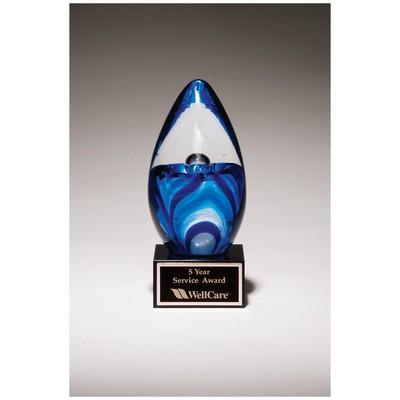 Blue Egg Shaped Art Glass on Base - AGAR83