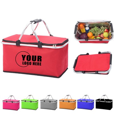 Foldable Oxford Insulated Picnic Basket Cooler