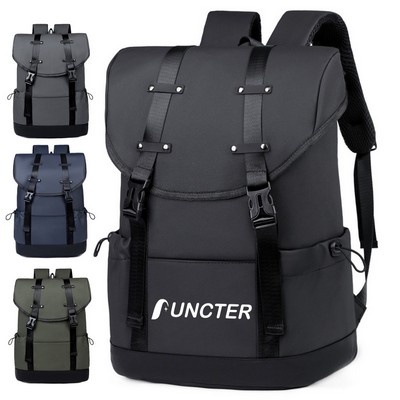 Vintage Roll-Top Backpack With Buckle Closure – Water-Resistant Travel & Work Bag