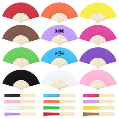 Single Side Folding Bamboo Hand Fan With Handle