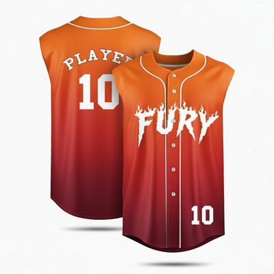 Men's Full Button Sleeveless Baseball Jersey Interlock 200G