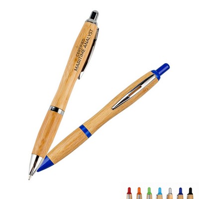 Bamboo Ballpoint Pen with Chrome Accents