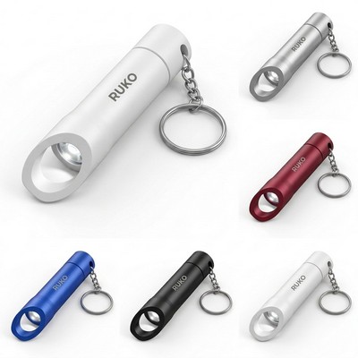 Aluminum LED Bottle Opener Keychain with Push Button Light