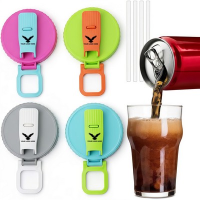Reusable Soda Can Lid With Silicone Straw CoverSet