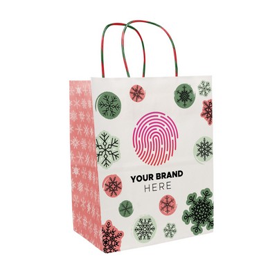 Retro Snowflakes Handle Shopper Bag (8.5" x 10.25" x 5")
