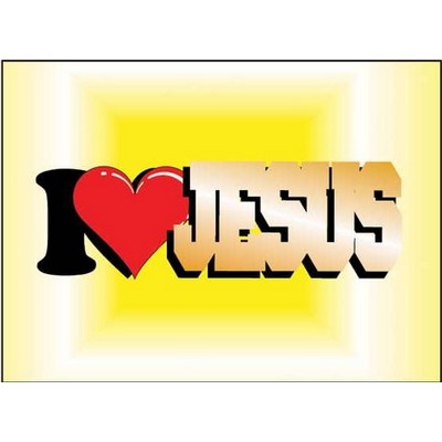 I Love Jesus Rectangle Badge w/ Bar Pin (2 1/2"x3 1/2")