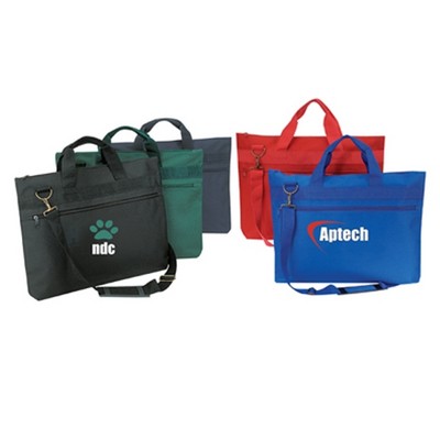 Document Bag with Zippered Pockets and Shoulder Strap 18" x 13"